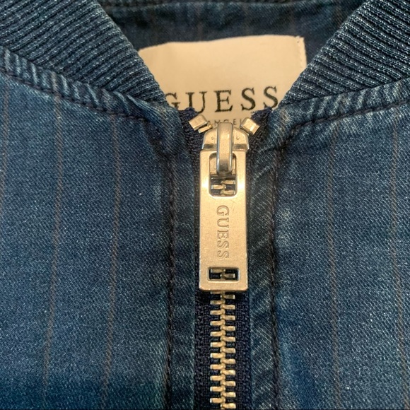 Guess | Pinstriped “Denim” Zip Up Jacket - Picture 4 of 14